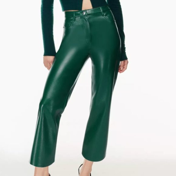 Aritzia Pants - Aritzia Wilfred The Melina Cropped Pant Vegan Leather Aventurine Green 10